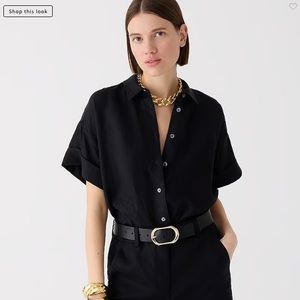 J.Crew Women’s Capitaine shirt in Baird McNutt Irish linen Black Small